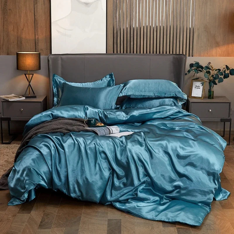 Luxury Rayon Bedding Set Solid Color Luxury Bedding Kit Satin Duvet Cover Set Bed Set pour lit Double,Queen,King,2pcs/3pcs/4pcs