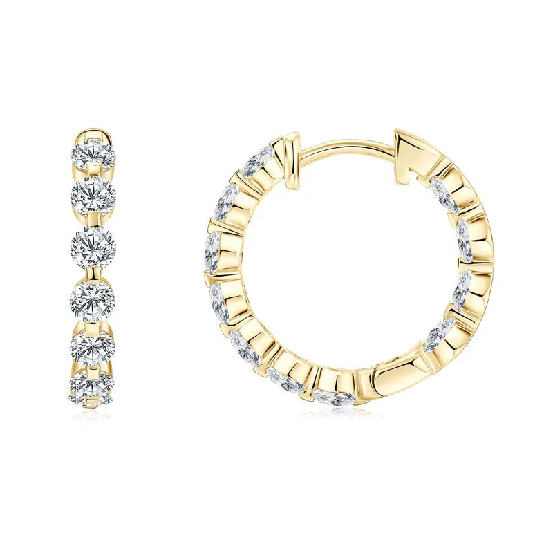 Anziw 2.2cttw. 3mm D Moissanite Hoop Earrings for Women Real 925 Silver Sparking Round Cut Lab Diamond Earrings 2025 New Jewelry