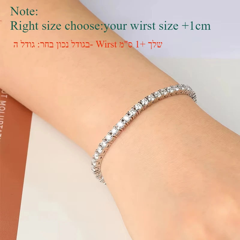 Smyoue 2-6.5mm Real Moissanite Tennis Bracelet for Women Christmas Gift Platinum Plated 100% 925 Sterling Silver Wedding Jewelry