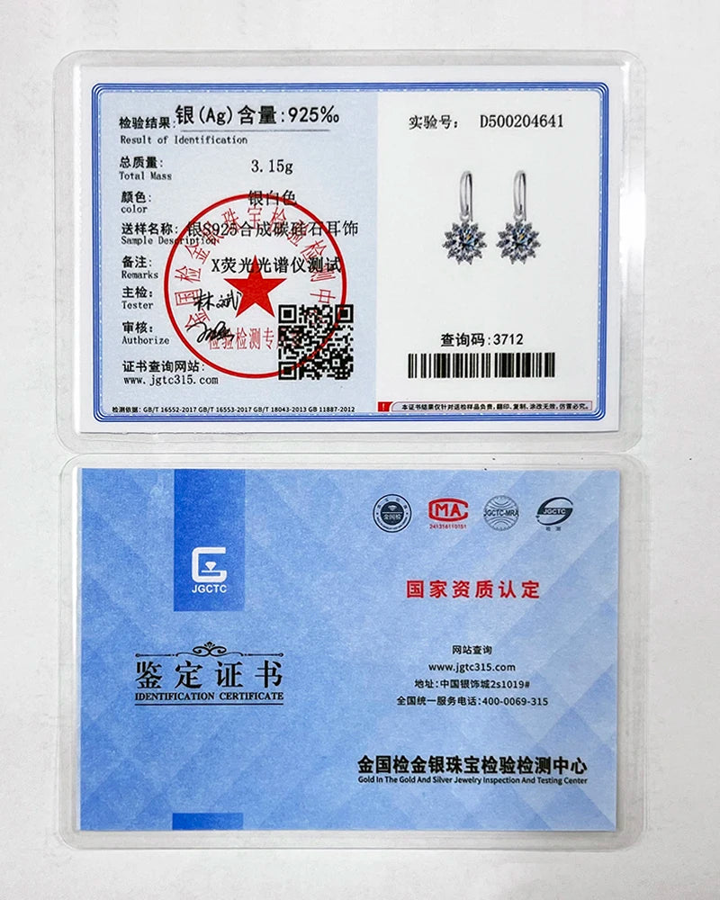 JoyceJelly Women's Sterling Silver 925 Jewelry 1 Carat 2 Carat Moissanite Diamond Drop Earrings Sunflower Shaped Ear-drops Gifts