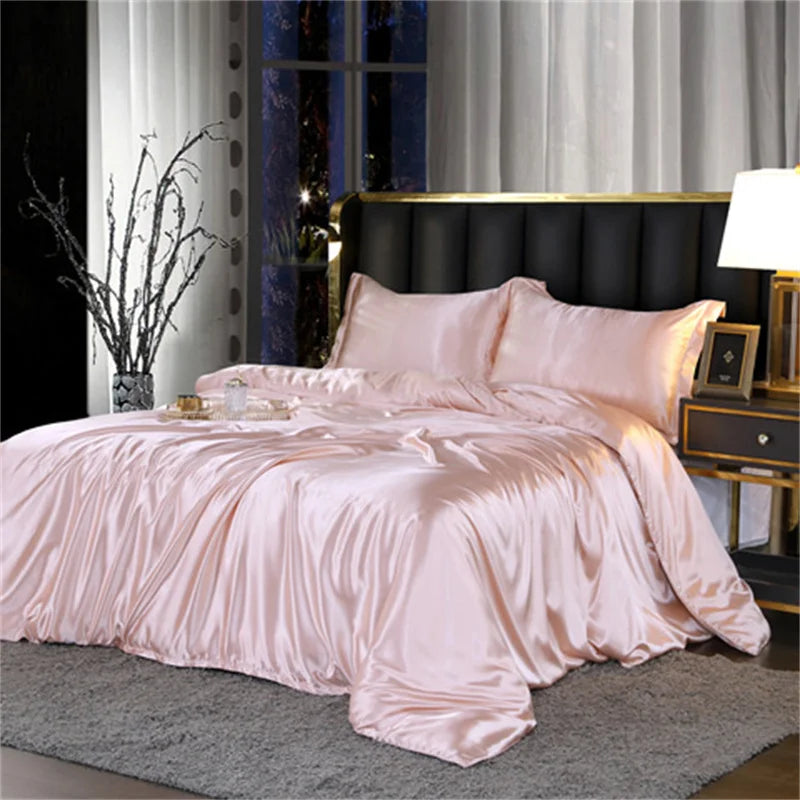 High End Mulberry Silk-Blending Fabric Duvet Cover Set Luxury King Size Bedding Set Silky Quilt Cover and Pillowcase No Sheet