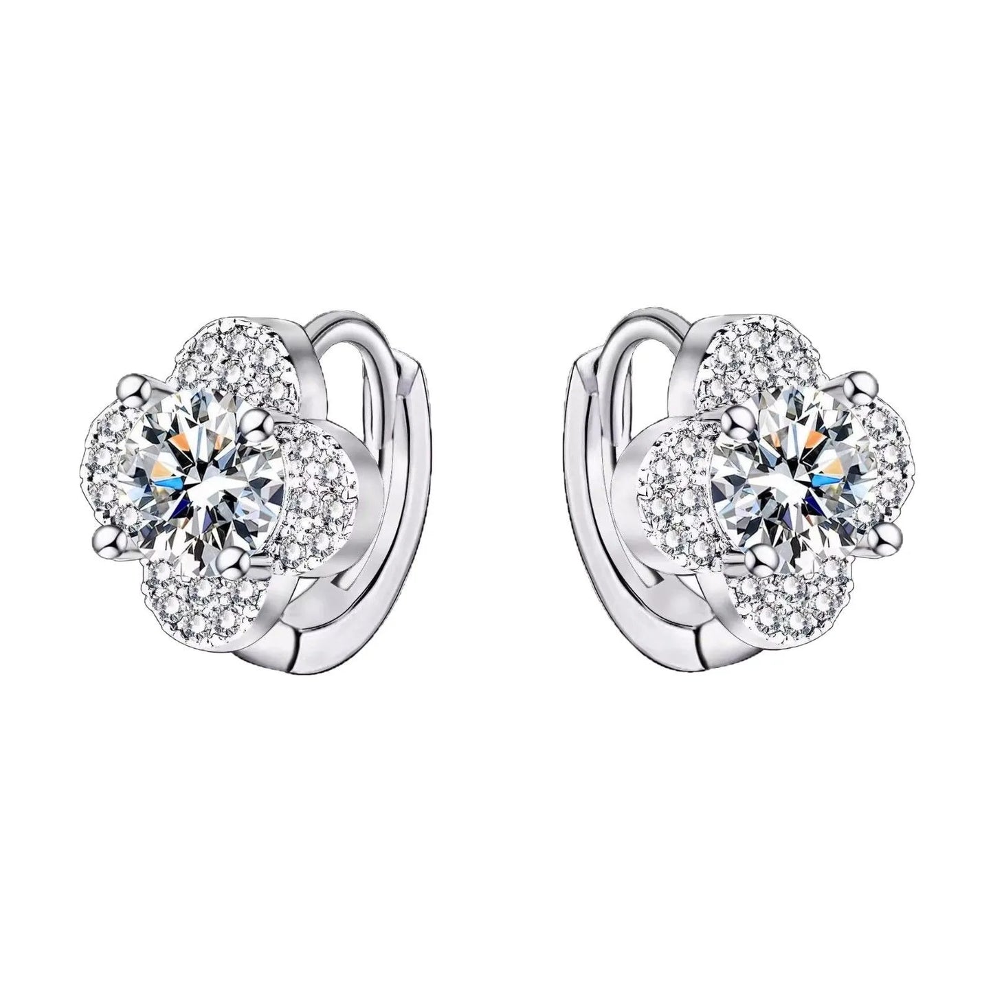 PT950 Clover Moissanite Earrings Full Diamond Ear Climbers  Platinum Jewelry Wholesale Lucky Luxury Gift for Womenearrings for w