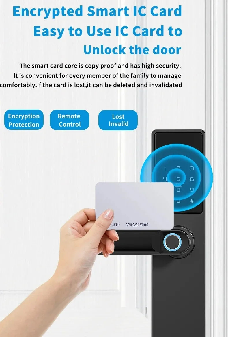 Tuya Smart Life APP Remote Control Lock, Smart Door Fingerprint Password Lock, Keyless Entry, Security Handle Fingerprint Hang