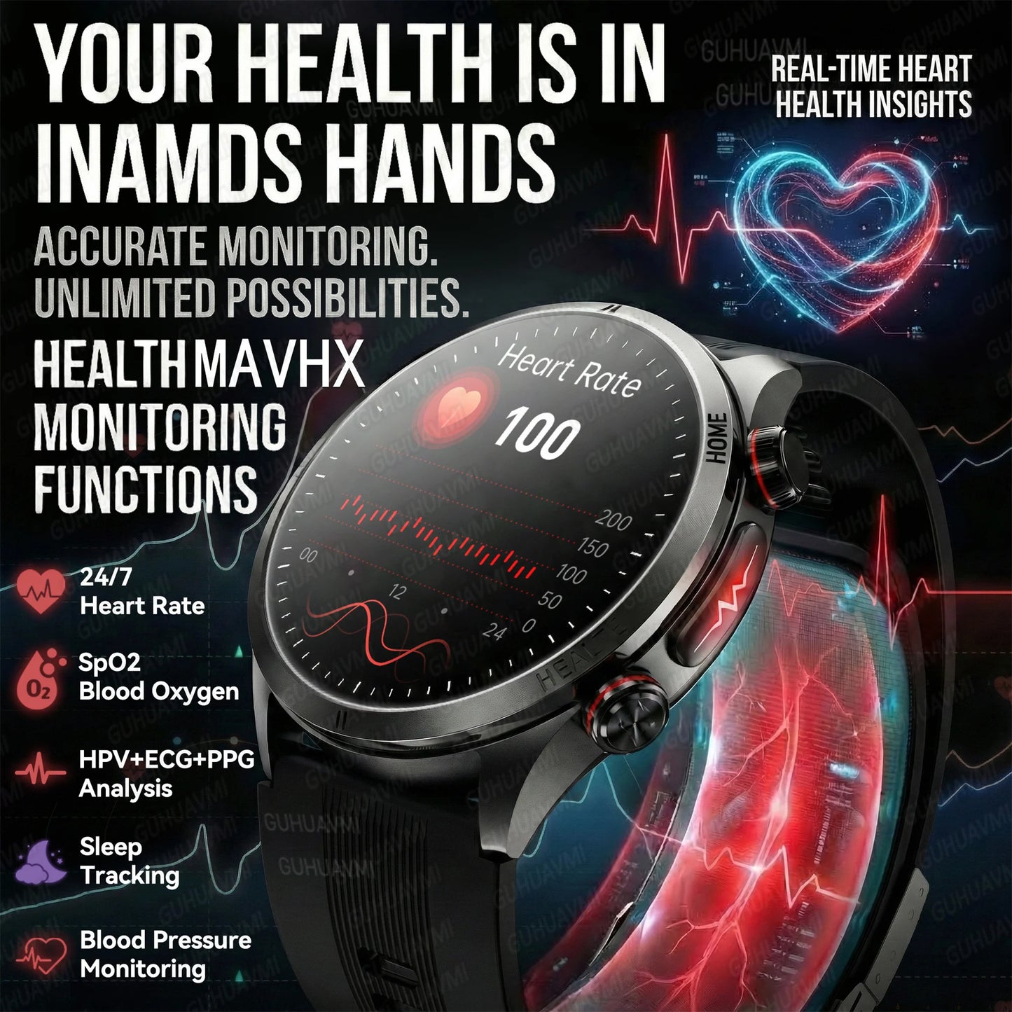 Smartwatch AMOLED Screen Call ECG Sport Watchs Air pump Measurement BP Micro physical examination AI dial Smart Watch Men Women