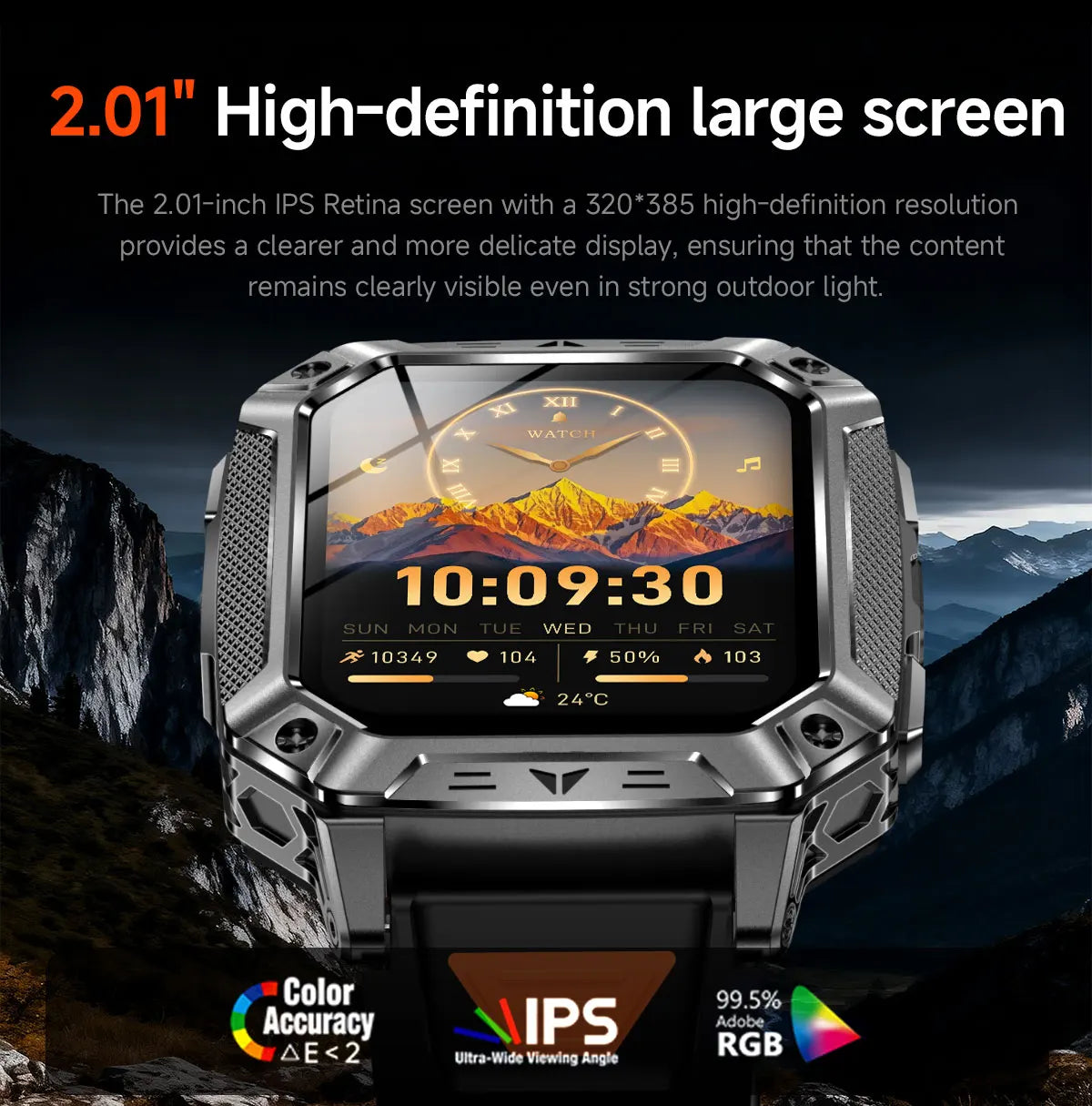 2026 New Military outdoor 1400mAh Battery SmartWatch Men Waterproof Call 2.01" HD AMOLED Sports Heart rate Flashlight Smart Band