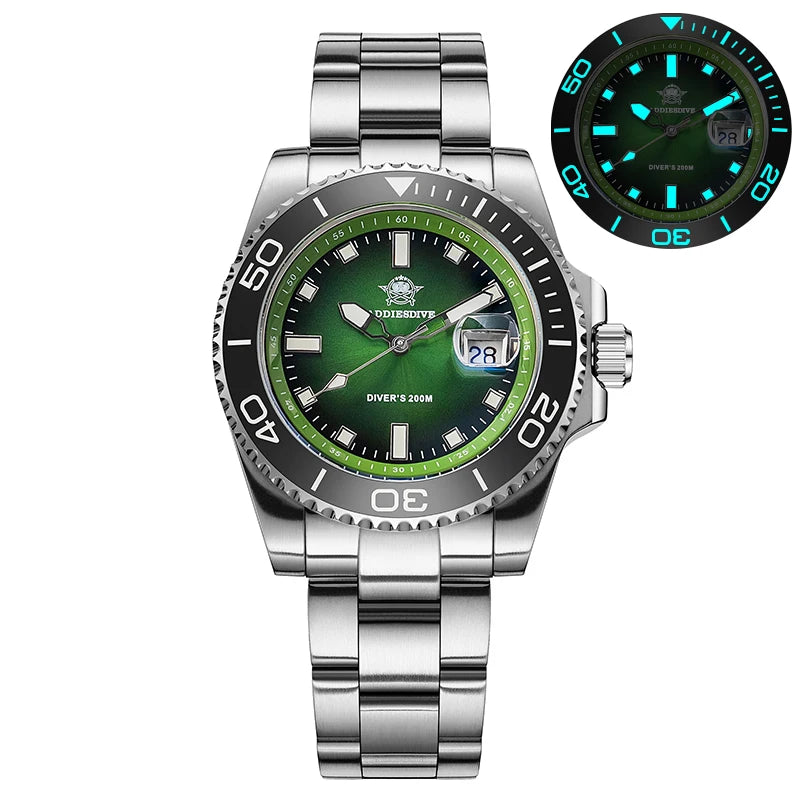 ADDIESDIVE New Men Watch AD2089 Diver 200m Waterproof Wristwatch Ceramic Bezel Luminous 316L Stainless Steel Quartz Watch AD2089
