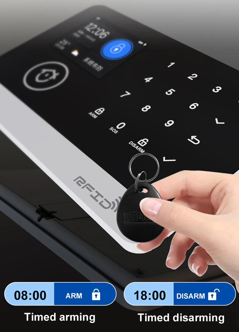 Wireless Tuya APP SIM GSM Home RFID Burglar Security LCD Touch Keyboard WIFI GSM Alarm System Sensor kit Russian,Spanish Voice