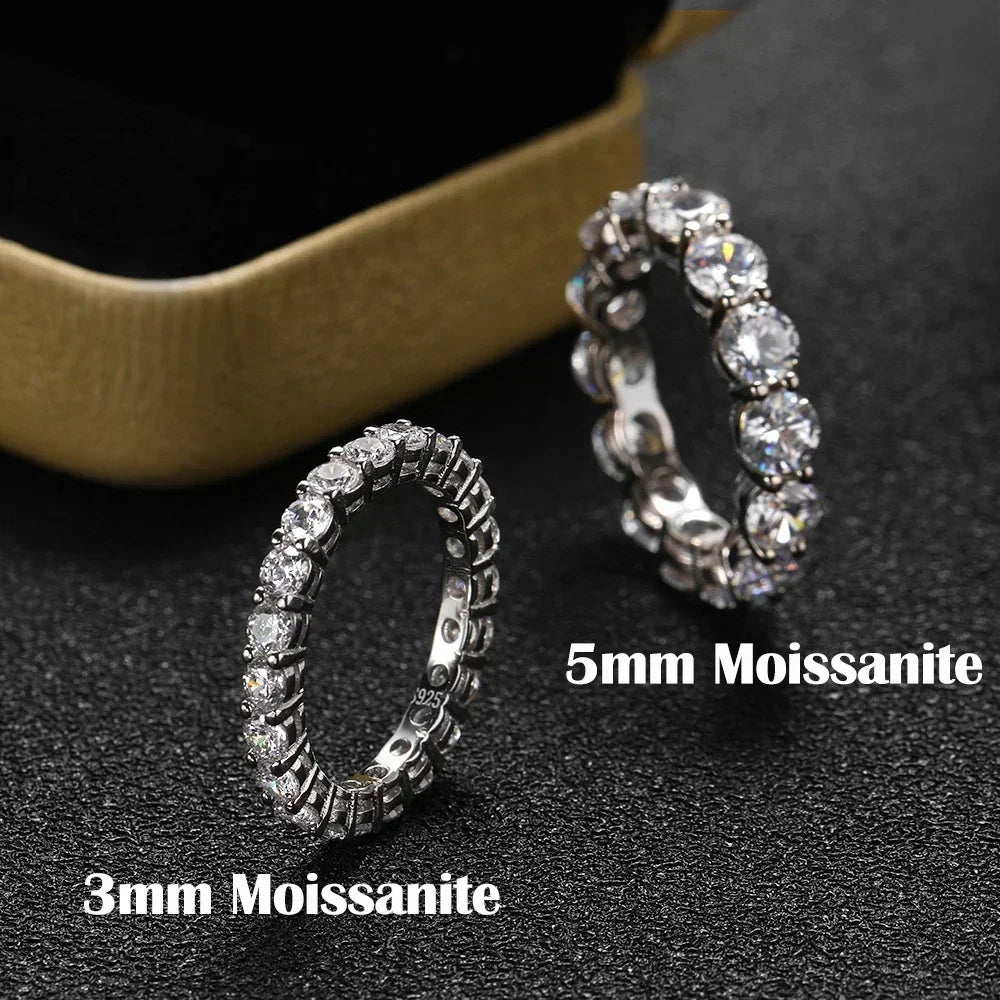 3mm 5mm D Color Moissanite Full Eternity Ring Engagement Wedding Band with GRA 925 Sterling Silver Rings for Women Fine Jewelry