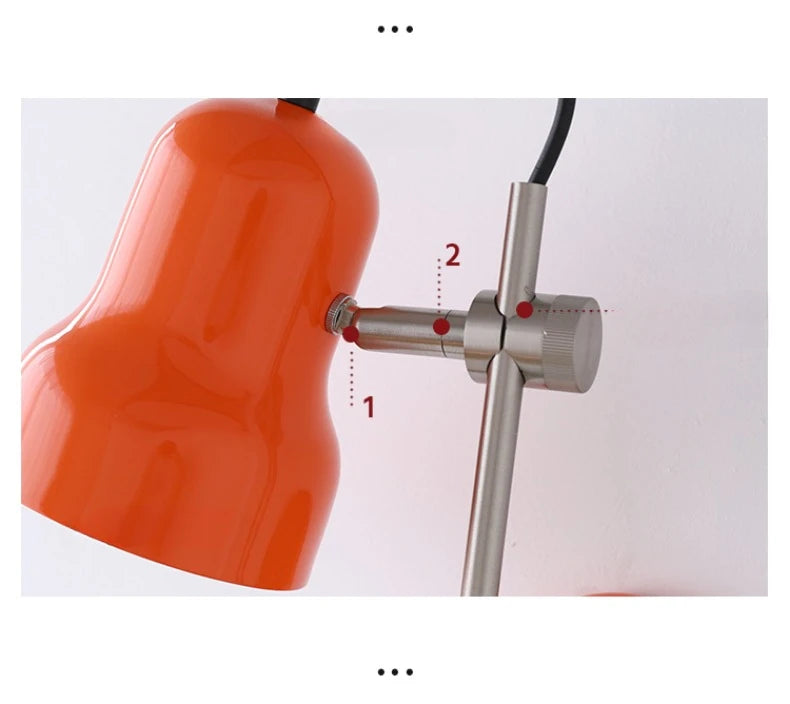 Bauhaus Vintge Medieval Red/Orange Wall Lamp LED E27 Iron Art Atmosphere Adjustable Wall Mounted Bedroom Bedside Study Reading