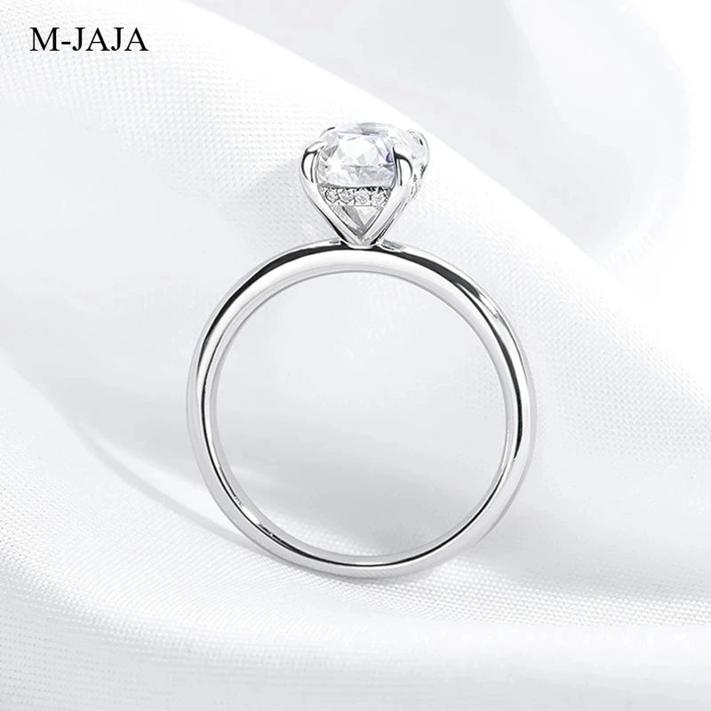 M-JAJA 1/2/3ct Moissanite Ring for Women Oval Cut Bridal Diamond Solitaire Wedding Promise Band 925 Sterling Silver Ring Jewelry