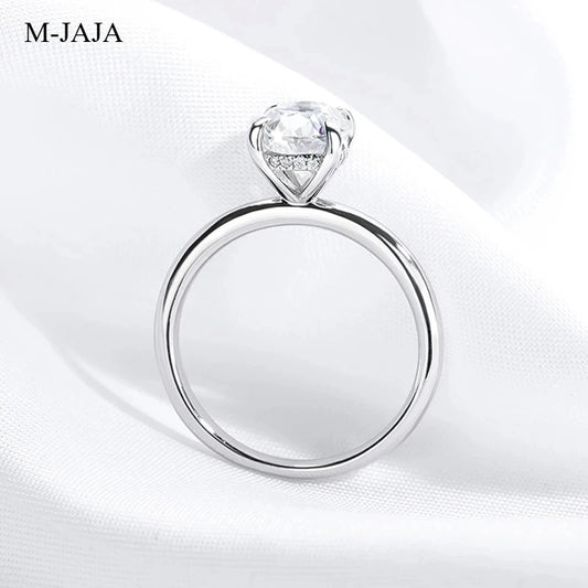 M-JAJA 1/2/3ct Moissanite Ring for Women Oval Cut Bridal Diamond Solitaire Wedding Promise Band 925 Sterling Silver Ring Jewelry
