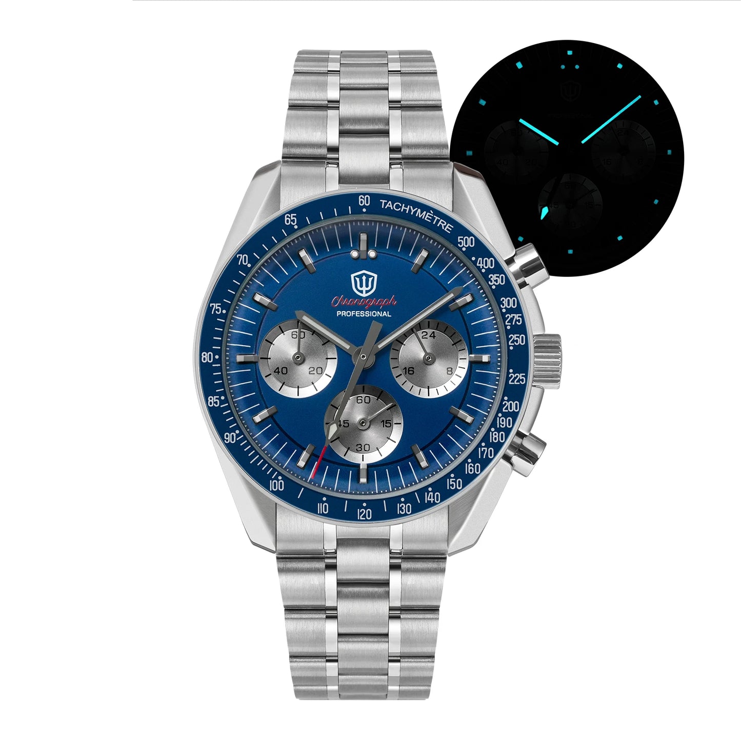 Watchdives New WD1863 Watch VK63 Chronograph Movement Aluminum Bezel BGW9 Luminous Bubble Sapphire Crystal 39mm Vintage Watches