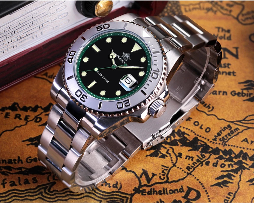 ADDIESDIVE 41mm Japan2115 Men's Quartz Watch 200m Waterproof Wristwatch BGW9 Luminous Ceramic Bezel 316 Steel Man Luxury Watches