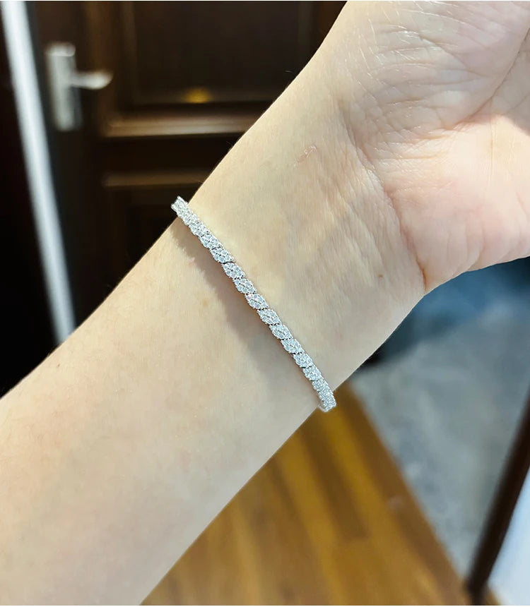 NKHOG Full Moissanite Tennis Bracelets S925 Silver Sparkling Diamond Women Men Party Wedding Bangles Jewelry Gifts GRA Certified