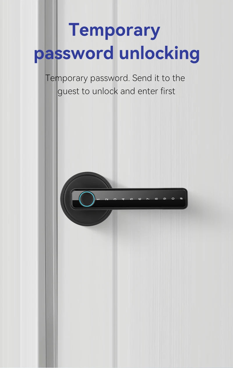 Tuya Smart Fingerprint Door TT Lock Electronic Lock with Password/Key/Card/Tuya APP Unlock Home Protection Smart Life Control