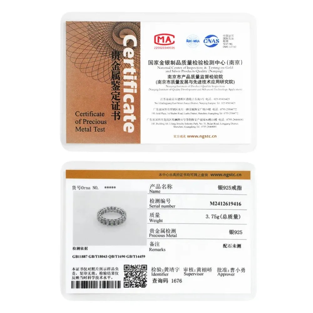 3*5mm Oval Cut Full Moissanite Eternity Ring for Women Men 925 Sterling Silver Lab Diamond Wedding Band with Certificate Jewelry