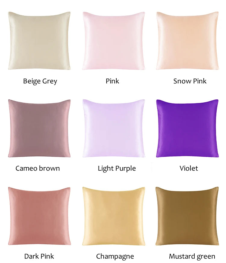 100% Pure Silk Pillowcase With Zipper Cushion Pillow Cover Solid Multicolor Many Sizes 40x40cm 80x80cm