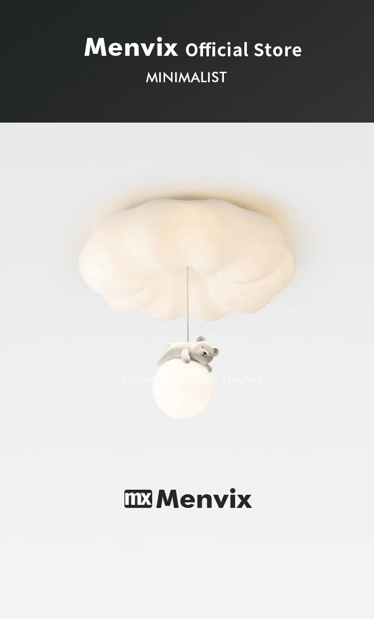 Menvix Bear Cream Modern Ceiling Light Simple Indoor Wall Lamps for Living Room Bedroom - 2025 Style Lighting Decoration
