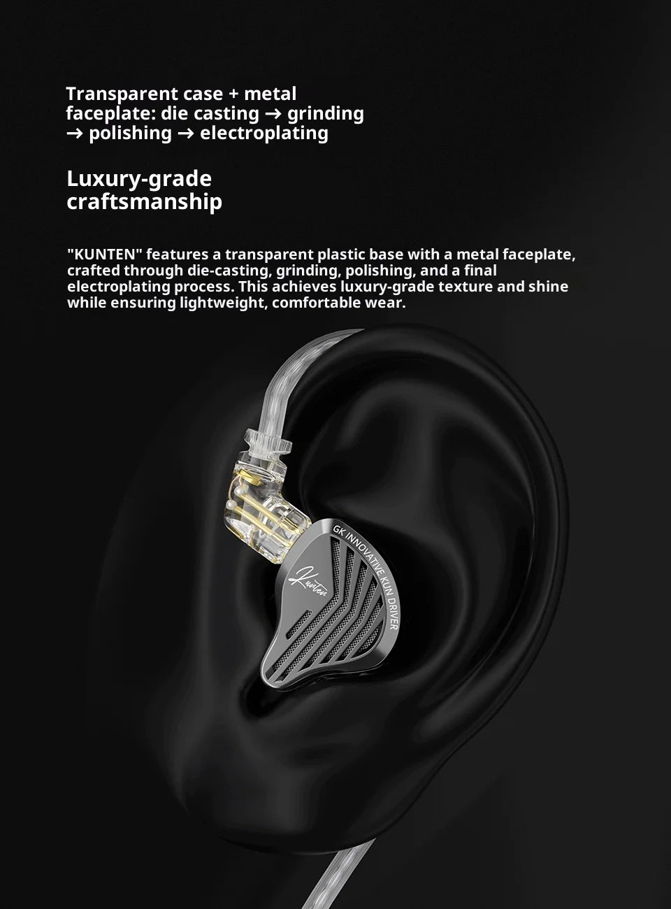 Kz Gk Kunten Dynamic Drive Headphones Hifi 2pin Heavy Bass Earbuds Metal Headphones Detachable Sports Gamer Headphones Custom