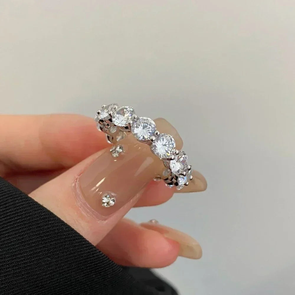 3mm 5mm D Color Moissanite Full Eternity Ring Engagement Wedding Band with GRA 925 Sterling Silver Rings for Women Fine Jewelry