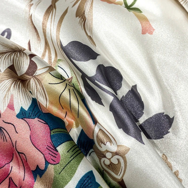 2025 new high-end luxury silky Sleeping naked digital printing washed silk style Bedding Set Duvet Cover Bed Sheet Pillowcases
