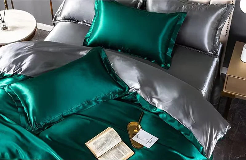 Mulberry Silky-blending Fabric Bedding Set High-end Silky Queen Size Duvet Cover Set with Fitted Sheet Luxury Bedding Sets King