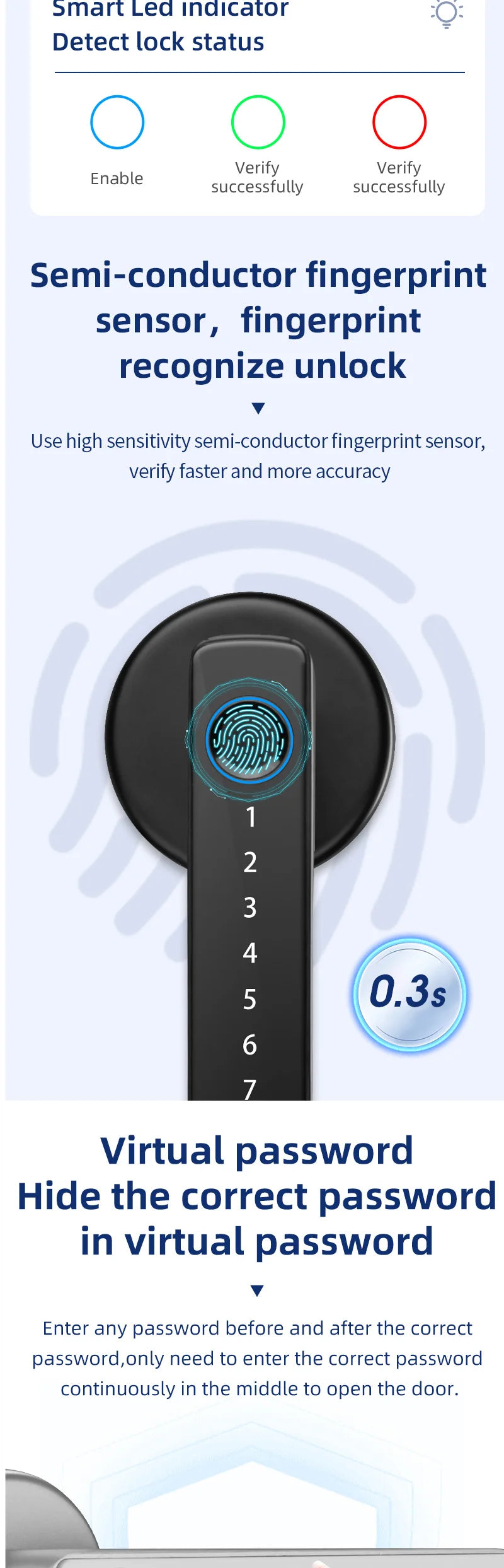 XSDTS Smart Door Lock Handle With Fingerprint Key card Digital Door Lock Keypad Key Entry electronic lock Do Brasil Sem taxas