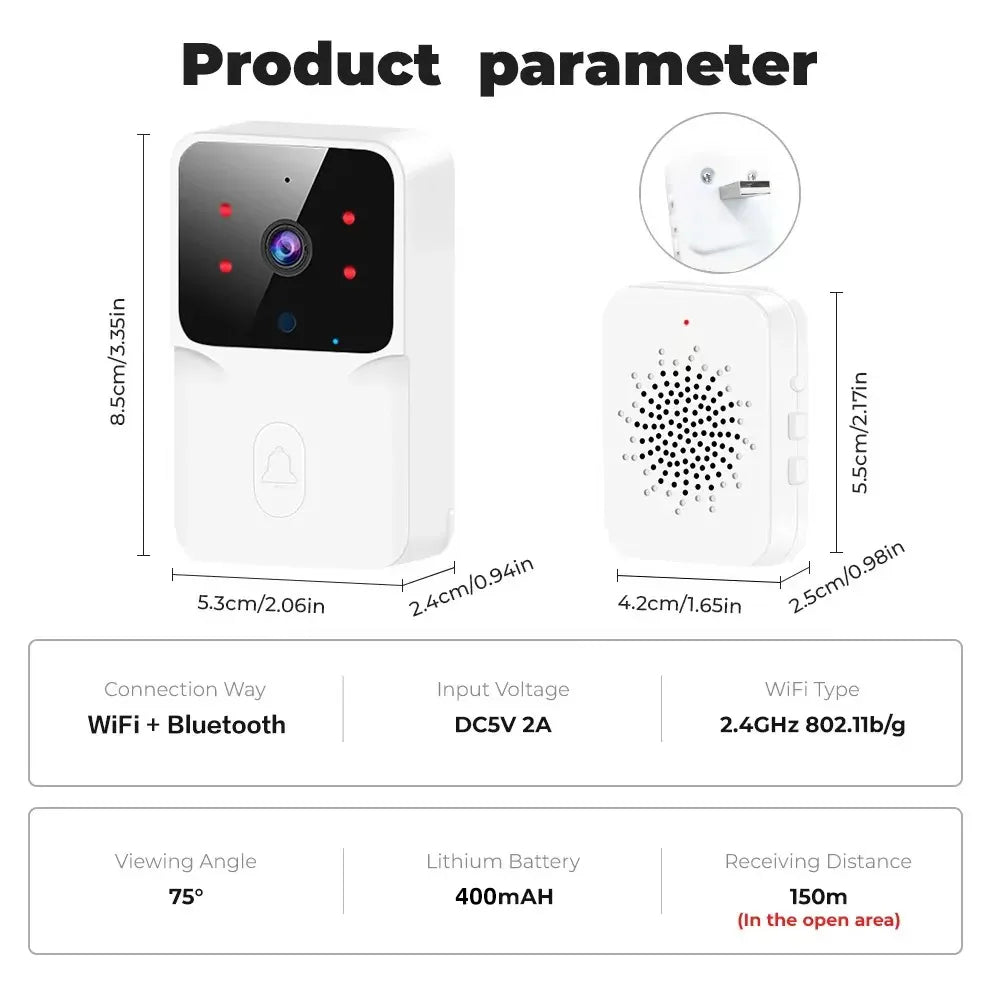 Doorbell With Camera Wireless Bundle Video Doorbell WIFI HD Outdoor Phone Door Bell Camera Security Video Intercom IR