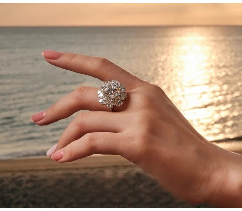 So-Bling 925 Sterling Silver Rings 5ct Moissanite Ring with Gra Certificate for Women's Elegant Fine Gift Party Jewelry