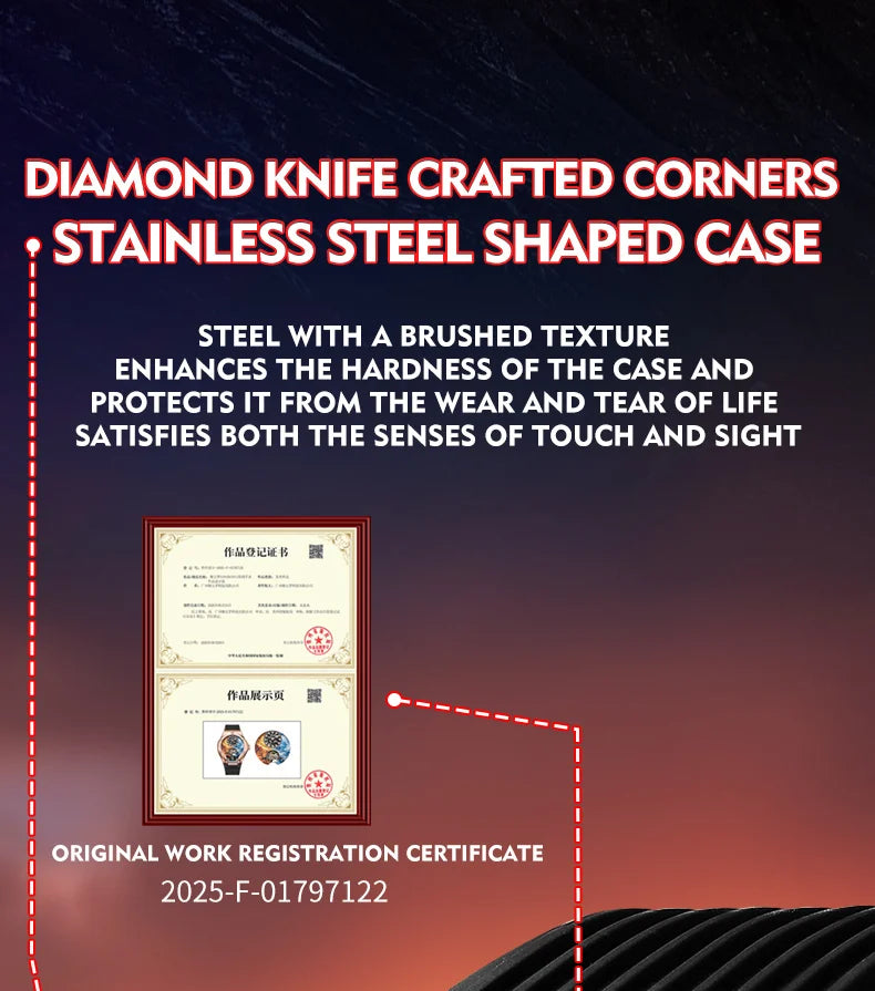 HANBORO Zhuma Mountain Peak Series Men's Fully Automatic Mechanical Watch Hollow Personalized Watch