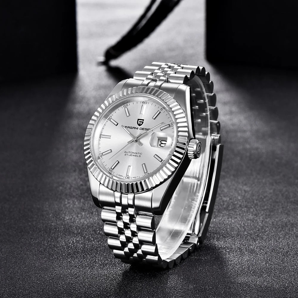 Montre homme PAGANI DESIGN Business Machinery Automatique en acier inoxydable, étanche, affichage lumineux du calendrier, coffret cadeau inclus