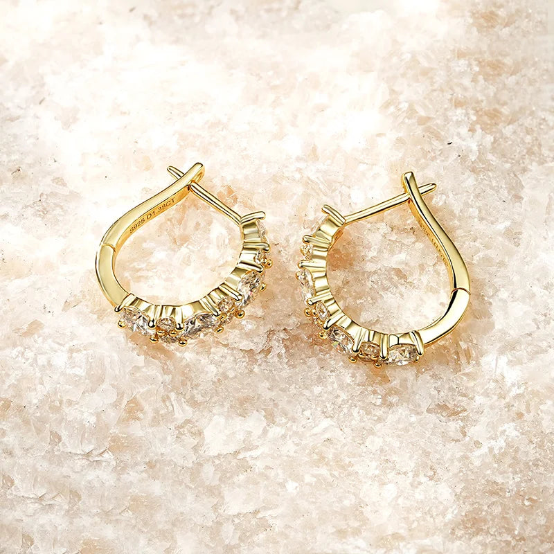 Anziw Sparking VVS1 Moissanite Earrings S925 Silver U Shape Hoop Earrings for Women Hot Sale Wedding Jewelry Certified 2.76CTTW.