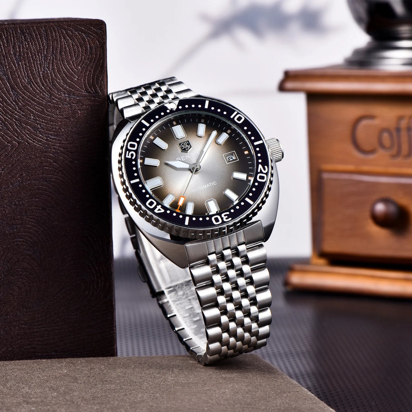 New BENYAR 42MM Tuna Men Mechanical Watch Luxury Stainless Steel Automatic Watch 50M Diving Luminous Watch for Men reloj hombre