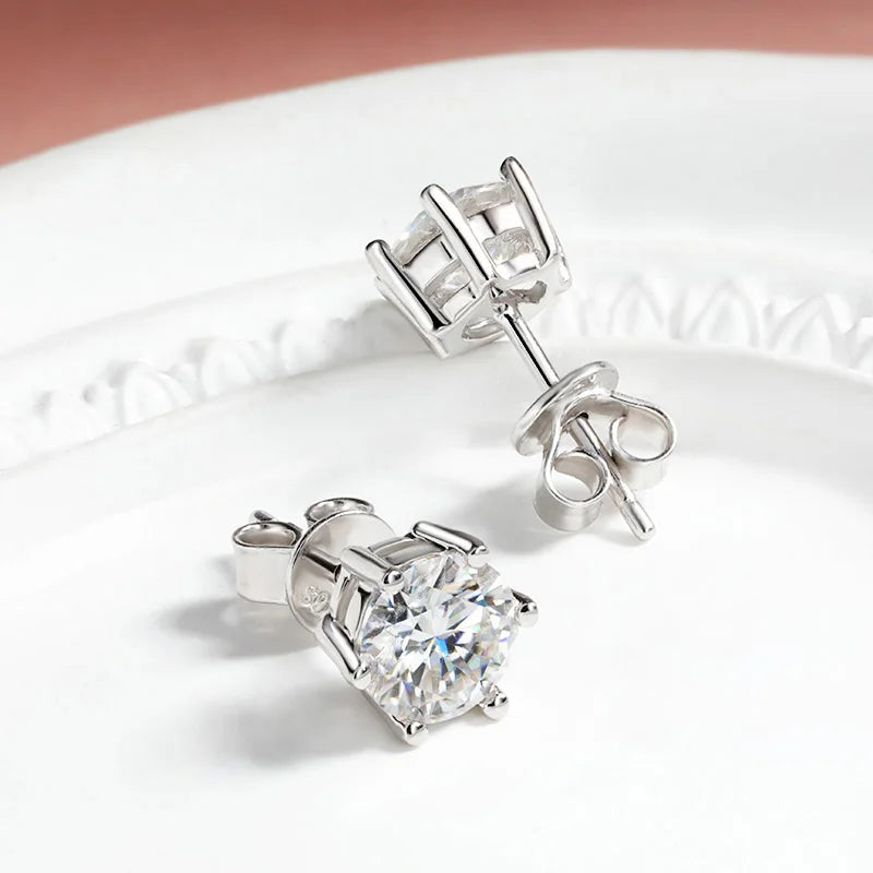Smyoue 0.1-3CT Certified Moissanite Stud Earring for Women Classic Sparkling Lab Diamond Sterling Silver 925 Jewelry 6-Claws