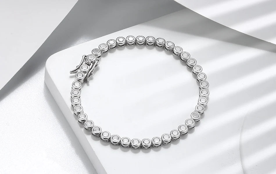 ORSA JEWELS Authentic 925 Sterling Silver Tennis Chain Bracelet Moulding Process Hanmade High-end Hand Chain for Man Woman SB128