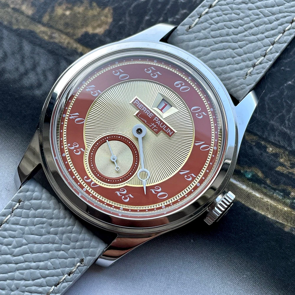 NEW Pierre Paulin Jumping Hour Men Watch Automatic St17 Mechanical Watch Steel Purplewatch Vintage Date Window 38mm Metal