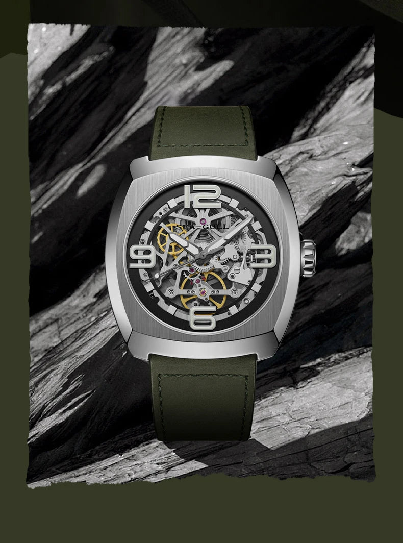 2025 Seagull Men's Mechanical Watches 44MM Skeleton Dial Luxury Man Wristwatch Sapphire Stainless Steel Waterproof Clock 6167
