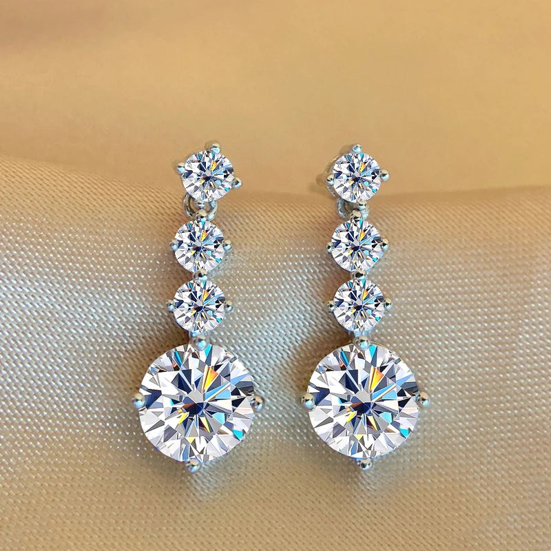 NKHOG S925 Silver Moissanite Drop Earrings For Women 2.6 Carat Real Moissanite Lab Diamond Engagement Wedding Fine Jewelry Gift