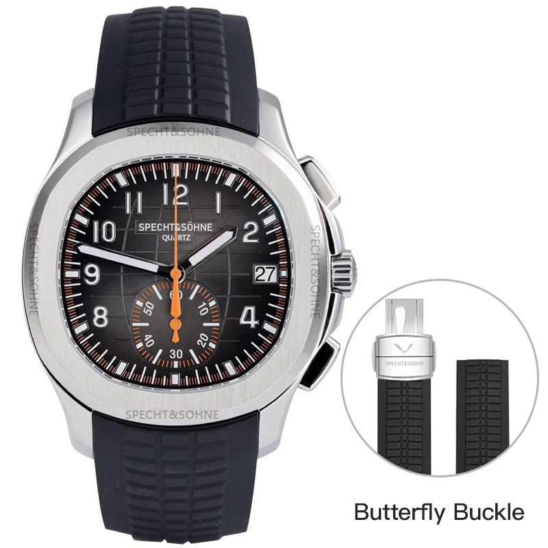 Dropshipping 2025 Best Selling Products Wristwatch For Men Japan Chronograph Quartz Watch Orange Rubber Strap Relogio Masculino