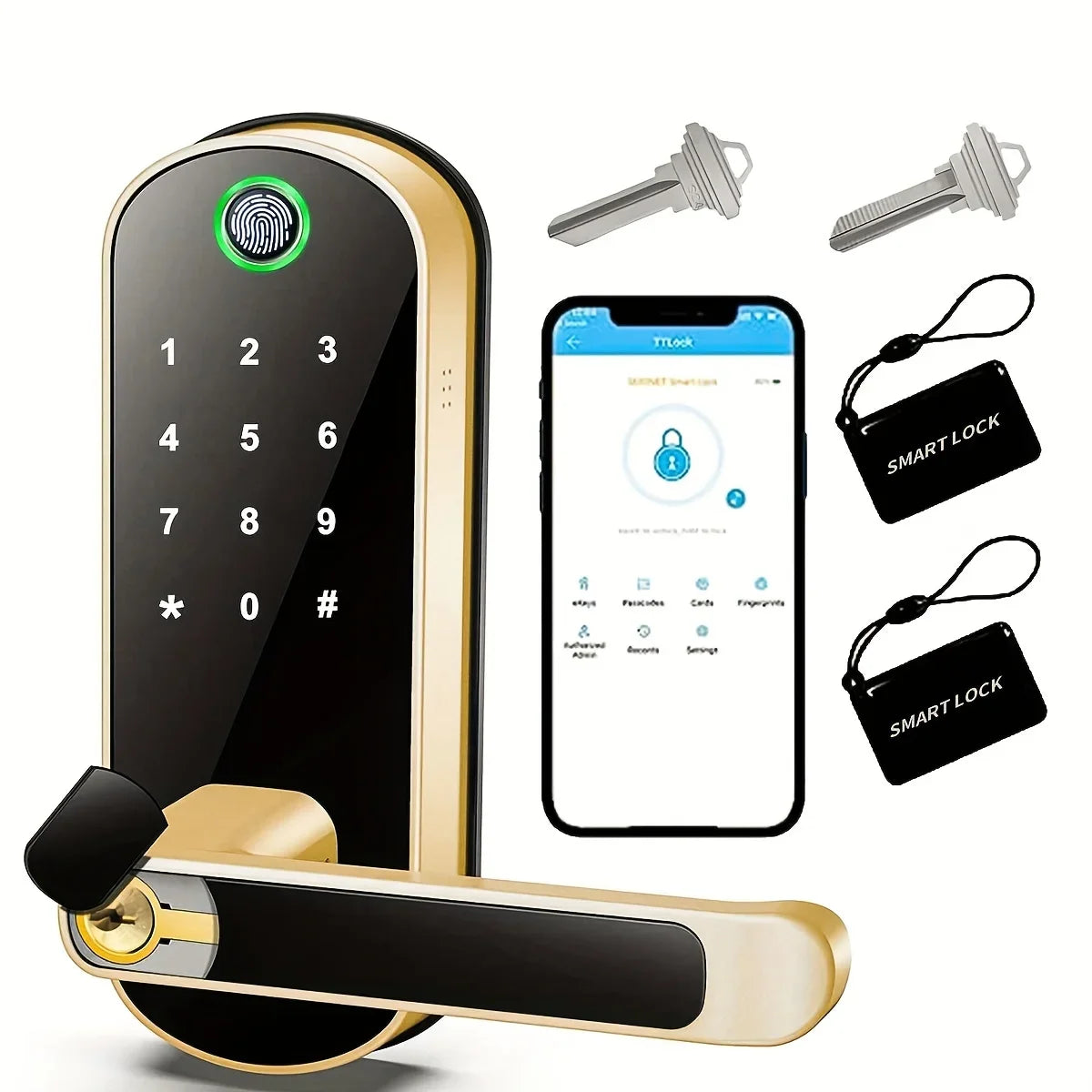 New Smart Fingerprint Door Lock with Keypad, Biometric Electronic Door Lock, Fingerprint/Password/Key Unlock for Home/Office