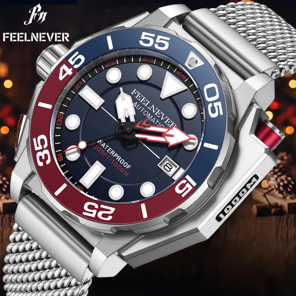 FeelNever Top Brand Luxury Automatic Watch For Men Fashion Business Watch Men Military Waterproof Men's Mechanical Wristwatches