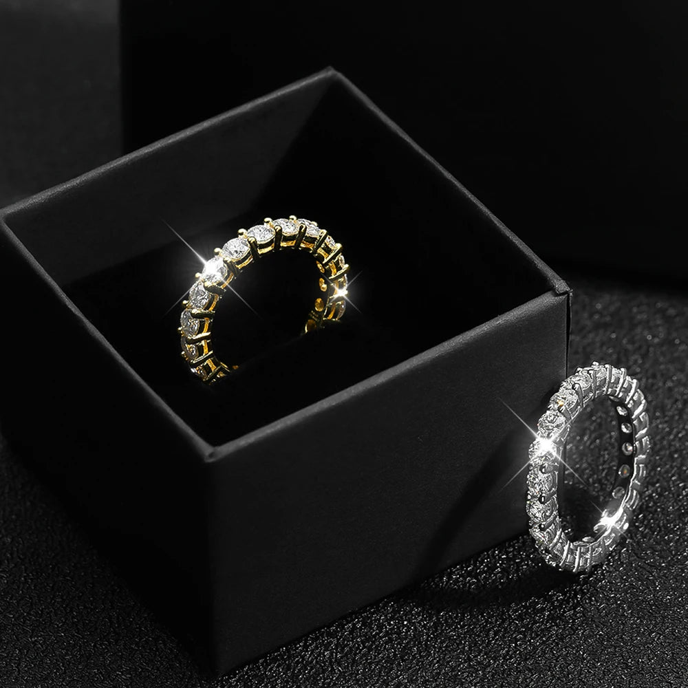 Serenity 3mm D Color Moissanite Row Rings For Women S925 Sterling Silver Bands Plated Pt950 Sparkling Wedding Rings Fine Jewelry