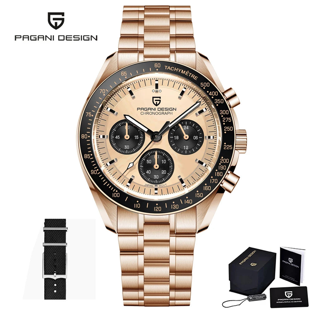 PAGANI DESIGN 2025 Moon Watch For Men Top Brand Luxury Quartz Mens Watches Chronograph Luminous Sapphire Mirror Waterproof Clock