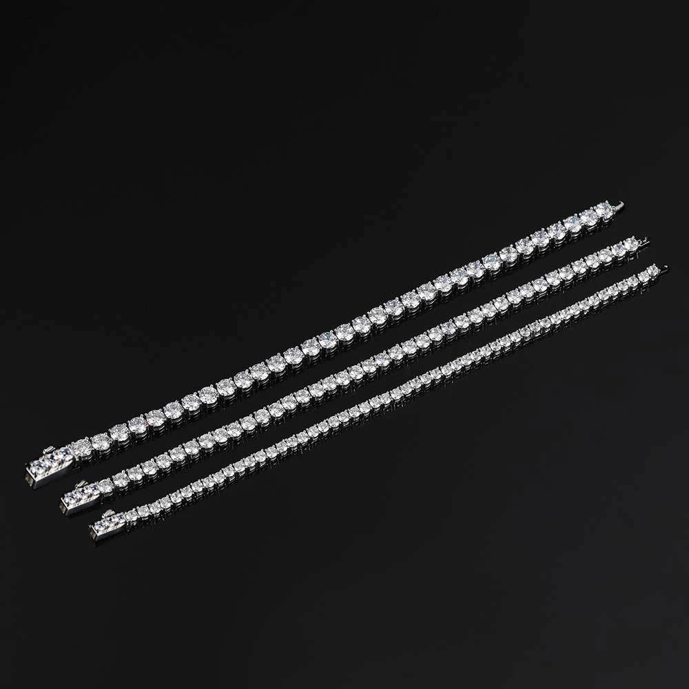 ORSA JEWELS Authentic 925 Sterling Silver Tennis Chain Bracelet Moulding Process Hanmade High-end Hand Chain for Man Woman SB128