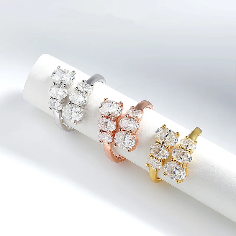 Smyoue 3.6CTTW Certified Full Moissanite Wedding Rings for Women Sparkling Bride Lab Diamond Band Pure 925 Silver Plated 18K