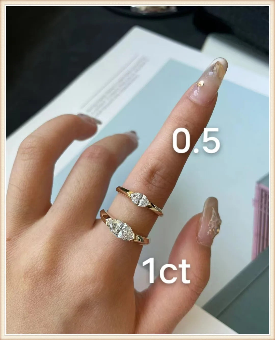 wholesale lab grown HPHT CVD Horse 's-eye cut with IGI certificate diamond lab grown diamond 1ct 14K gold rings Spot goods