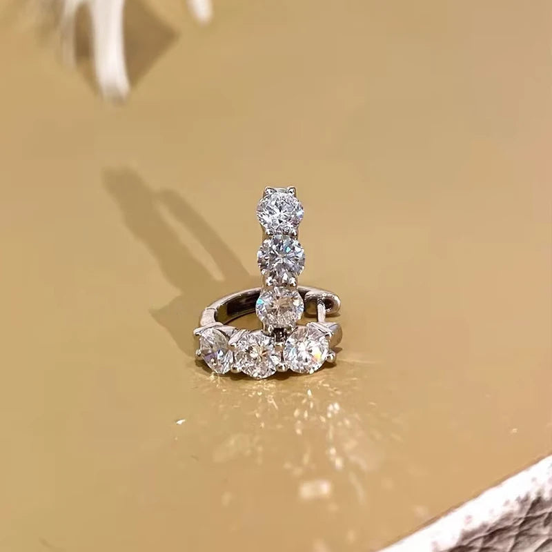 IOGOU Classic Earrings 925 Silver 4mm 3.5mm 2.5mm 3mm Moissanite Diamond Hoop Earrings for Women Wedding Engagement Party Jewel