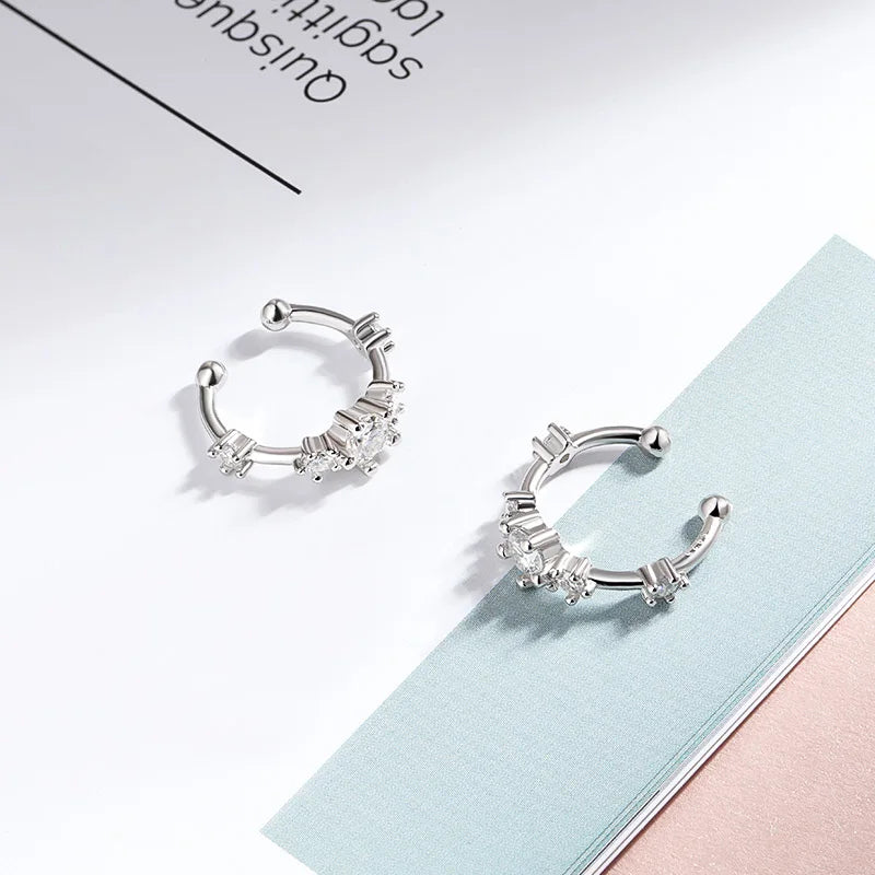 Smyoue 0.64cttw Full Moissanite Clip Earrings Women Luxury Quality Hip Hop Party Jewelry S925 Sterling Silver Plated Platinum