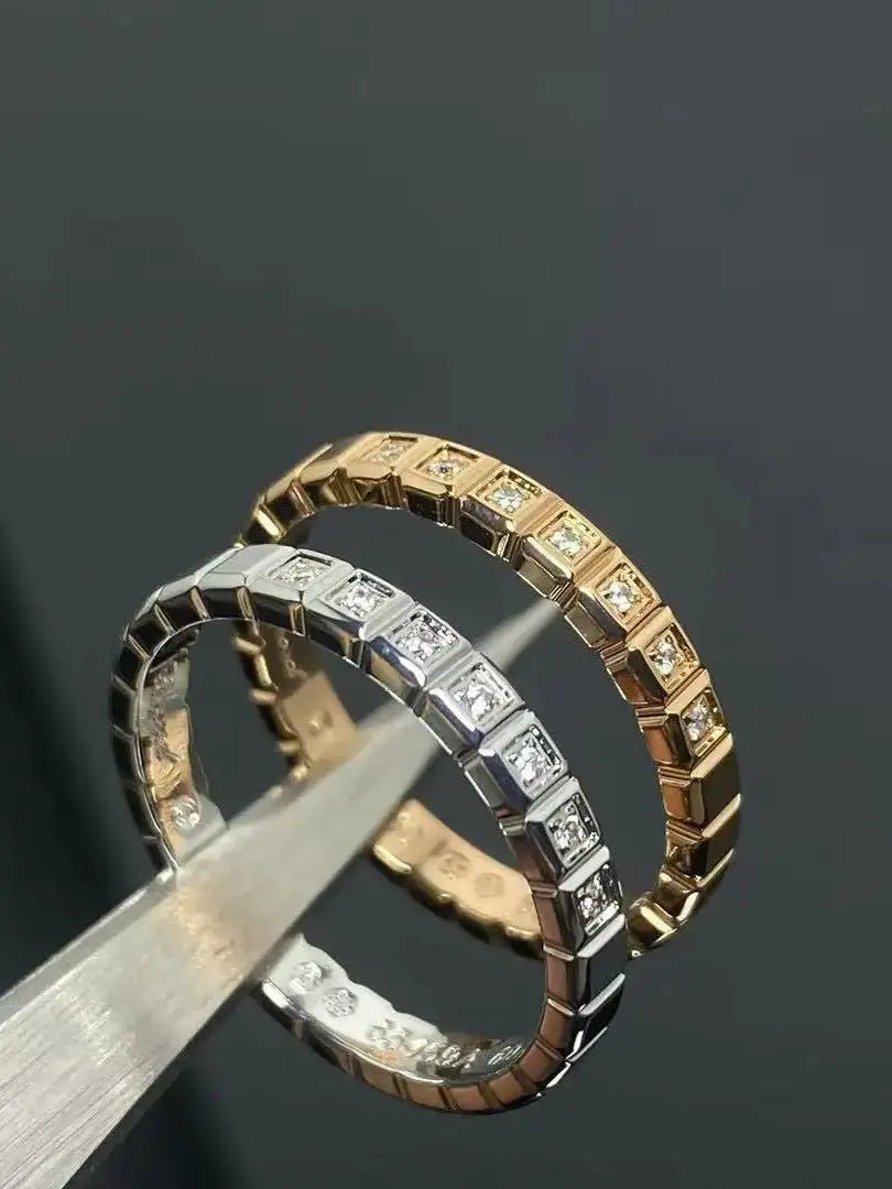 French  High-Quality S925 Sterling Silver Ice Cube Style Pave AAA Zirconia Lovers Ring For Women And Men Wedding Fashion Jewelry