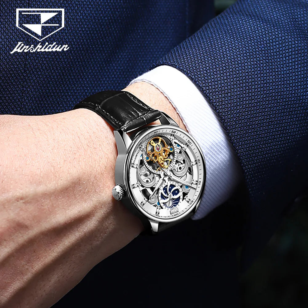 Montre-bracelet JSDUN originale étanche, best-seller pour homme, multifonctionnelle, luxueuse, élégante, à mécanisme automatique.